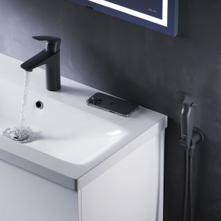 Смеситель для раковины Am.Pm Gem F90A03022 c гигиеническим душем черный